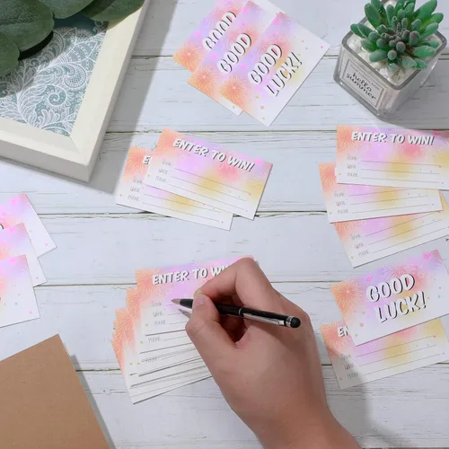 Vista 7 de 300 tarjetas coloridas para sorteos de entrada para ganar, tarjetas de boletos de 3.5 x 2 pulgadas para concursos, subastas, rifas, urnas