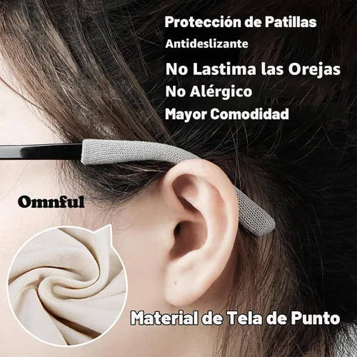 Vista 7 de Cojín de Oreja para Gafas de Tela de Algodón Tejido Suave Mejorado, Puntas de Patillas de Gafas Elásticas Antideslizantes Cómodas Retenedor