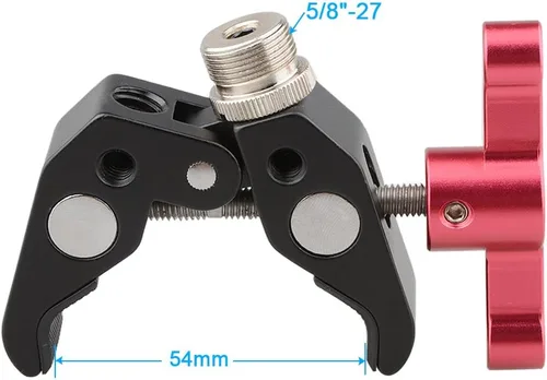 Vista 2 de CAMVATE Super Clamp - 1673 - Pinza de alicates de cangrejo con tornillo de conversión de 1/4 a 5/8 pulgadas (mango en T rojo)