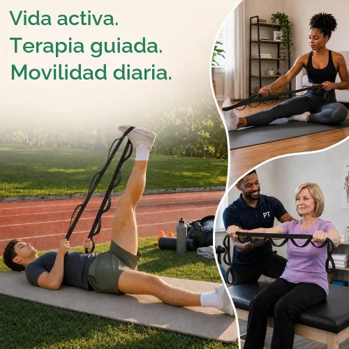 Vista 6 de TECEUM Stretching Strap with 10 Loops for Physical Therapy & Rehab Negro