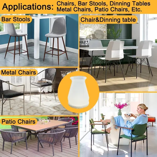 Vista 5 de Protectores de suelo de silicona extra pequeños para patas de silla con fieltro, se ajustan de 19/32 a 15/16 pulgadas, tapas de silicona para patas