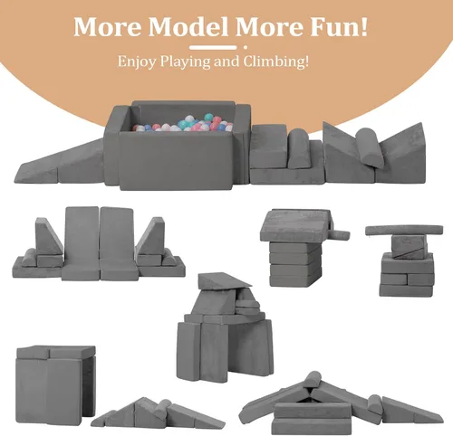 Vista 3 de LOAOL Sofá para Niños, Sofá Modular para Juegos Infantiles, Sofá Convertible de Espuma para Trepar para Niños Pequeños, Bloques de Espuma