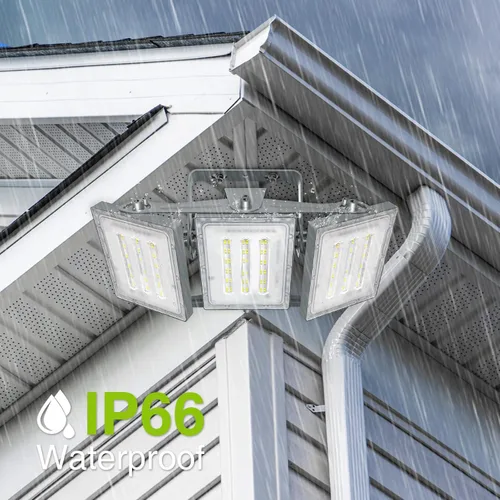 Vista 6 de Luces LED de inundación para exteriores, 150 W, 15000 lúmenes, 6000 K, del anochecer al amanecer, iluminación exterior con fotocélula IP66