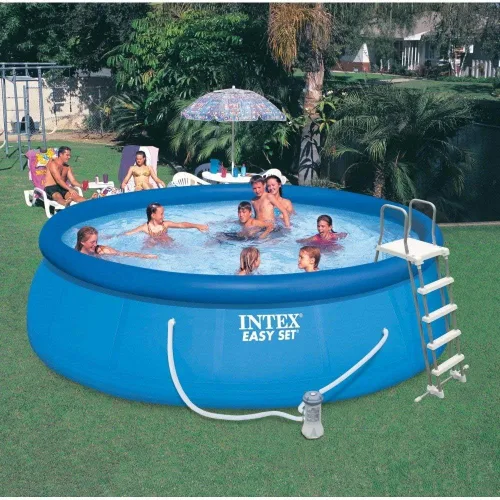 Vista 5 de INTEX Juego de piscina inflable de fácil configuración: 15 pies x 48 pulgadas, con bomba de filtro de cartucho de 1000 GPH y dispensador de cloro