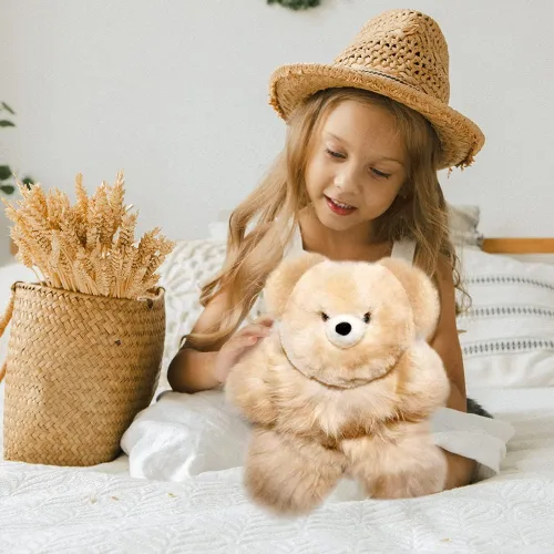 Vista 3 de Oso de Peluche de Alpaca Bebé Suave y Tierno - 9 pulgadas. Animal de Peluche de Alpaca Premium Hecho a Mano con Piel Auténtica de Alpaca. Lindo Oso