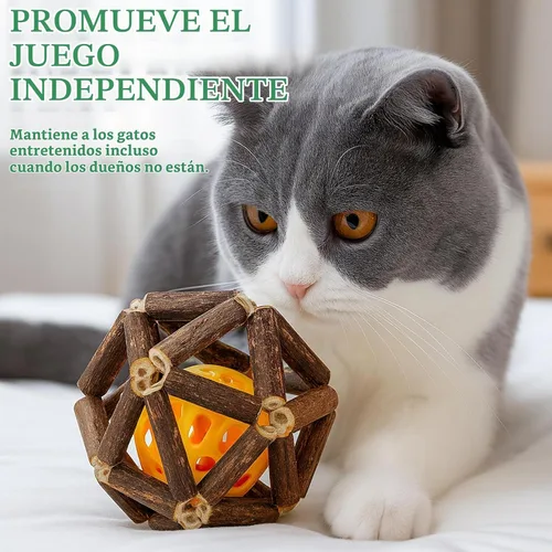 Vista 6 de Juego de juguetes masticables naturales de hierba gatera de 3 piezas para gatos y gatitos de interior, juguete de limpieza de dientes
