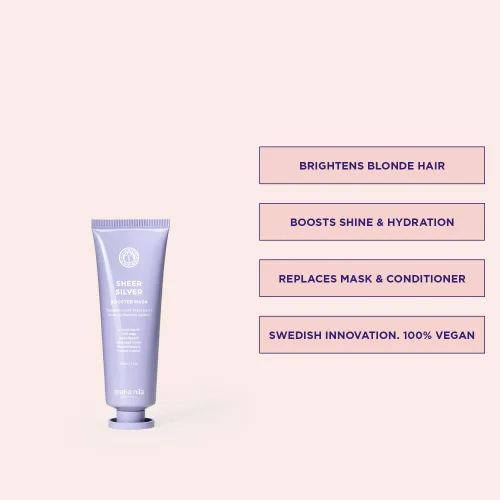 Vista 2 de Maria Nila Sheer Silver, Silver/Purple Hair Mask, Neutralizes Brassy Yellow/Golden Shades in Blonde, White & Grey Hairs, Violet Pigments Gives Cool