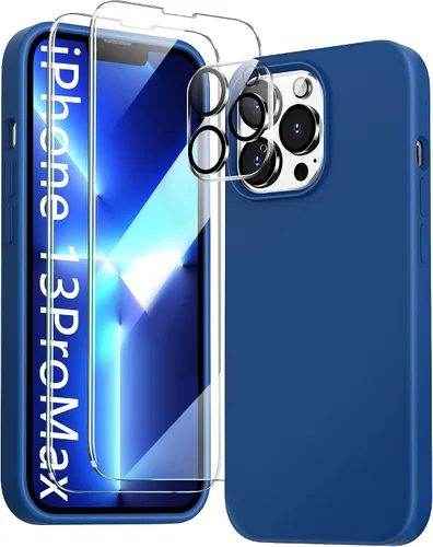 Vista 8 de Funda 5 en 1 para iPhone 12 Pro con protector de pantalla y protector de lente de cámara, funda de silicona líquida para iPhone 12 Pro (verde alpino)