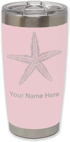 Vista 16 de LaserGram 20oz Vacuum Insulated Tumbler Mug, Starfish, Personalized Engraving Included (Black)