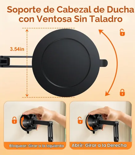 Vista 6 de Soporte de cabezal de ducha de succión ajustable, tamaño grande
