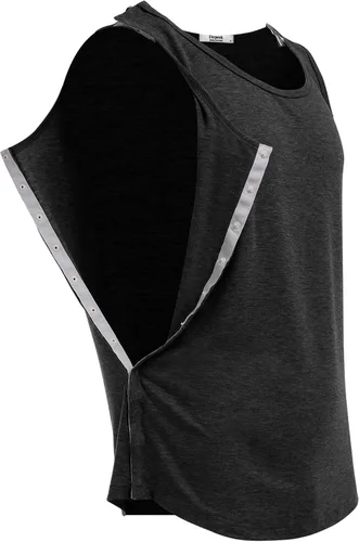 Vista 3 de Deyeek Camisetas sin mangas unisex con acceso completo a presión para hombres y mujeres, camisetas de recuperación de hombro para después