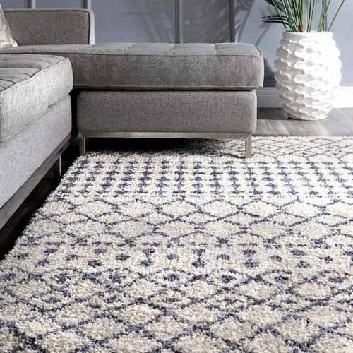 Vista 4 de nuLOOM Alfombra marroquí Barbara, cuadrada de 5 pies, color beige