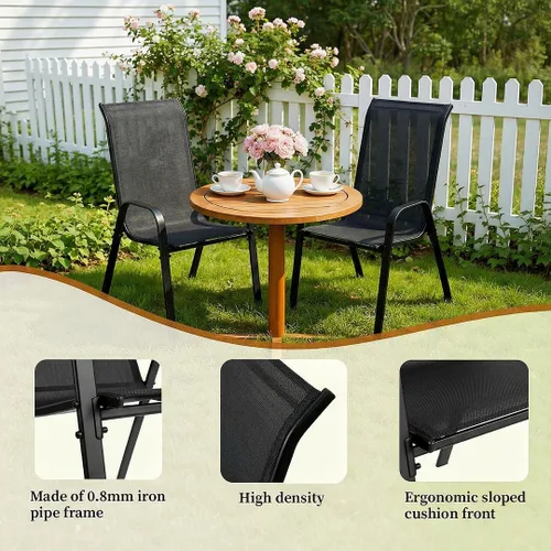 Vista 5 de MAMIZO Sillas de comedor para patio, silla Teslin apilable para todo tipo de clima, juego de sillas transpirables resistentes al aire libre