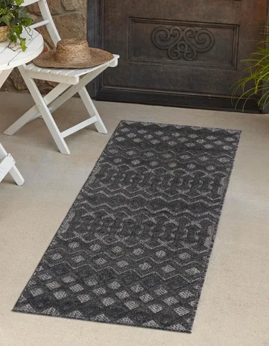 Vista 17 de Unique Loom Alfombra de área de la colección texturizada Trellis para exteriores, color osage, 2 x 3 pies, rectangular, color aguamarina