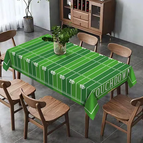 Vista 3 de Hafangry Mantel rectangular de campo de fútbol americano para interiores y exteriores, decoración de fiesta de cumpleaños, mantel rectangular