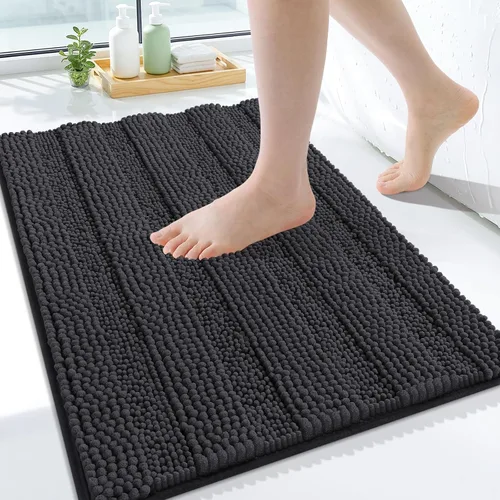 Vista 33 de Grandaily Alfombras de baño de felpilla a rayas de 24 x 16 pulgadas, extra gruesas y suaves, absorbentes, parte trasera de goma, alfombra de ducha