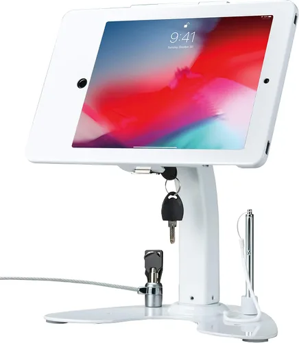 Vista 18 de Soporte de quiosco dual: soporte de aluminio CTA con caja de bloqueo y cable. Base giratoria de 360 grados. Carcasa diseñada para iPad mini