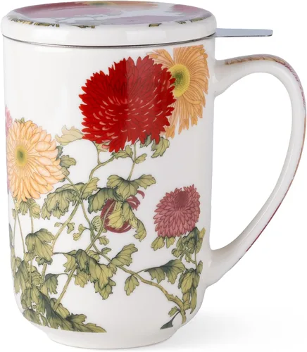 Vista 9 de AmorArc Taza de Té de Porcelana con Infusor y Tapas, Taza Grande de 18 Oz con Colador y Soporte para Bolsa para Té de Hojas Sueltas, Taza de Café