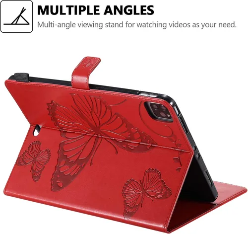Vista 4 de Funda tipo folio para iPad Pro de 11 pulgadas 2018-2022, iPad Air de 11 pulgadas y 10.9 pulgadas, Techcircle Butterfly en relieve, funda inteligente