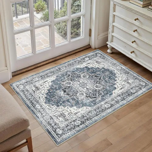 Vista 41 de Alfombra de pasillo vintage de 2 x 6 pies de pelo bajo Marrón beige