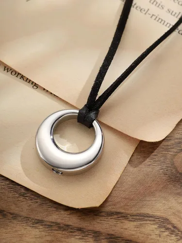Vista 6 de Sacina Gargantilla gótica bohemia negra con anillo en O, gargantilla negra, collar gótico bohemio, regalo de joyería de Navidad para mujer, Acero