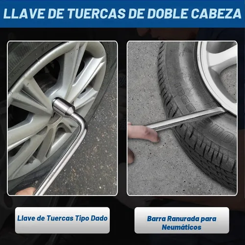 Vista 6 de Llave de tuerca de hierro para neumáticos de 19 mm: Llave de tuerca de lengüeta tipo L con casquillo hexagonal y barra de neumático, herramienta