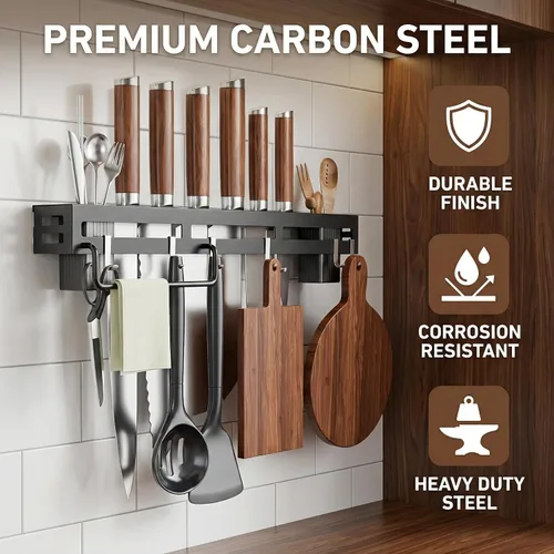 Vista 4 de Estante para utensilios de montaje en pared, colgadores de ollas de 15.7 pulgadas para cocina, colgador de utensilios de cocina para cucharas