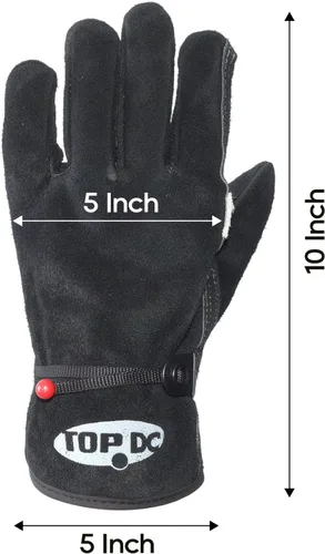 Vista 7 de TOPDC Guantes de trabajo de cuero para hombres o mujeres, guantes de cuero de piel de vaca para jardinería, soldadura TIG/MIG, motosierra, granja