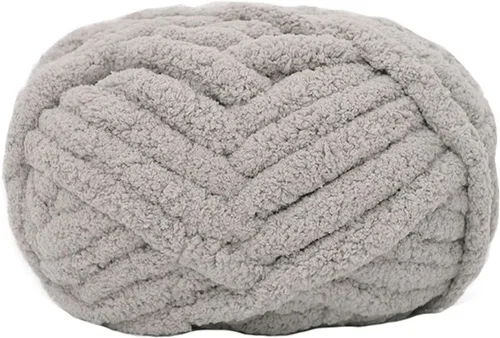 Vista 13 de Hilo grueso de chenilla para tejer a mano mantas, súper suave y súper grande (Beige)