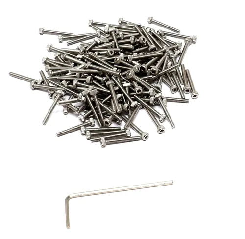 Vista 259 de iexcell Kit de tornillos de cabeza hexagonal de acero inoxidable 304, 100 unidades M2 x 0.157 in, paso de rosca de 0.016 in