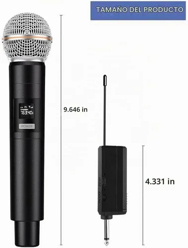Vista 3 de Juego de micrófonos profesionales para karaoke, doble captación vocal, fácil configuración, recargable por USB, pantalla LED, compatible