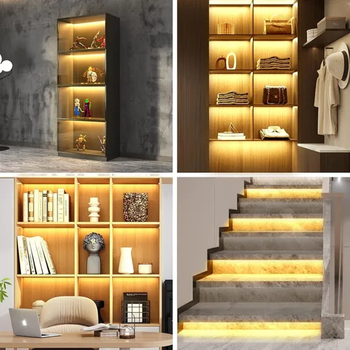 Vista 9 de Kit de Tiras de Luz LED Premium: 6 x 12 Barras Conectables + Interruptor Basculante para Iluminación Ambiental Blanca Cálida en Gabinetes, Closets