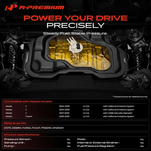 Vista 2 de A-Premium Conjunto de módulo de bomba de combustible eléctrica con unidad de envío compatible con Mazda 3 2004 2005 2006 2007 2008 2009, 2.0L 2.3L