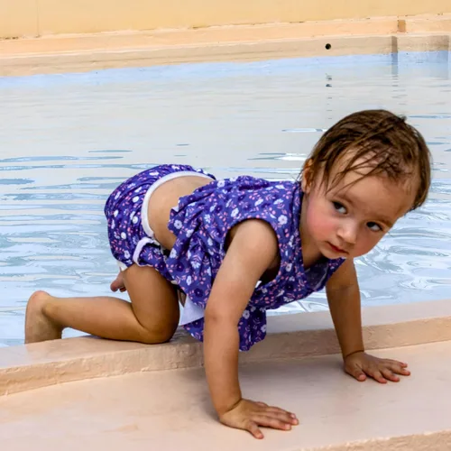 Vista 4 de ALVA Toddler Baby Girl Swimsuit,Infant Bathing Sleeveless Bikinis Swimwear,Baby Reusable Swim Diaper with Matching Top