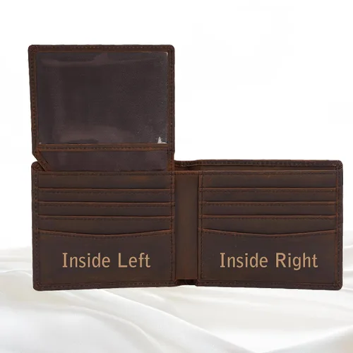 Vista 7 de Customized Wallet For Dad Husband, Genuine Leather Personalized Mens Wallet, Custom Leather Wallet For Men, Personalized Engraved Full Grain Leather