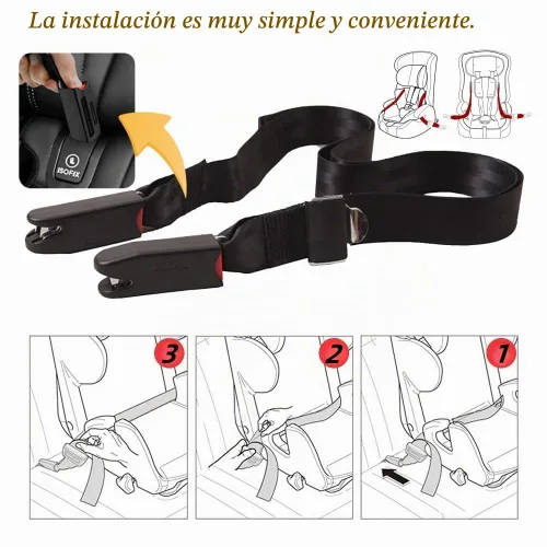 Vista 3 de Almohadillas de correa compatibles con 1 pieza universal ISOFIX Kids Seat Car Fixing Straps Covers with Latch Interface Accesorio Cover Set (negro)