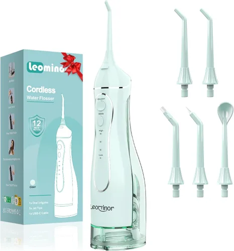 Vista 13 de Aetiovek Leominor - Hilo dental portátil para agua, 10.14 fl oz. irrigador oral actualizado con tanque removible, IPX7 resistente al agua, limpiador