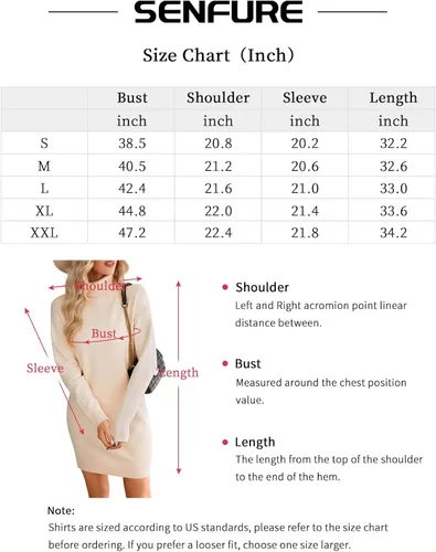 Vista 7 de SENFURE Vestido de suéter de cuello alto para mujer de gran tamaño de punto sin botones de punto de otoño Blanco