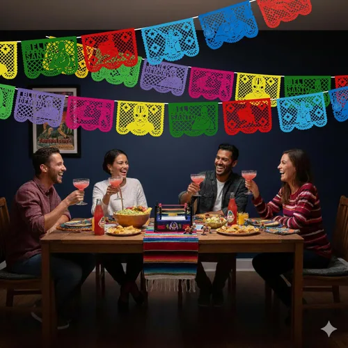 Vista 7 de Papel Picado de 16 pies, pancarta mexicana, pancarta de plástico Lucha Libre, decoraciones de pancarta mexicana, suministros de fiesta de Luchador