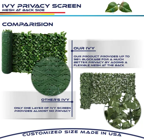 Vista 7 de Windscreen4less Rejilla para valla de privacidad de hojas sintéticas de 03 x 02 pies, cubierta de valla de hojas de laurel artificial, decoración