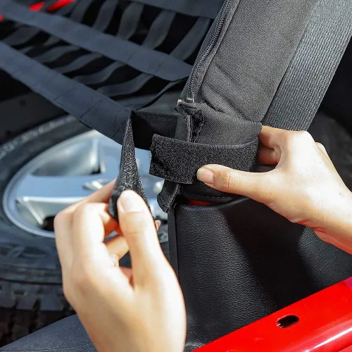 Vista 6 de Savadicar Red de malla para carga, hamaca de red para techo, para Jeep Wrangler YJ TJ JK JL & Gladiator JT 1987-2024, Negro
