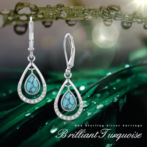 Vista 6 de Cuoka 925 Sterling Silver Moonstone Malachite Moss Agate Earrings, Small Hoop Dangle Drop Earrings Jewelry for Women