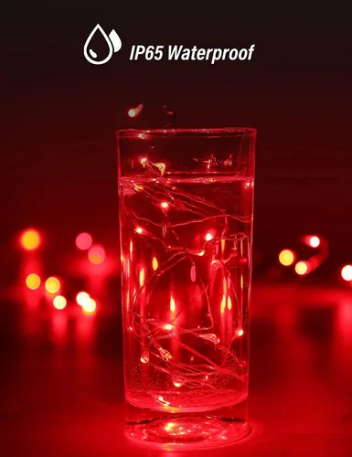 Vista 4 de Mikasol Guirnalda de luces de hadas, 4 paquetes de luces LED, funciona con pilas, alambre de cobre impermeable con control remoto, luces de hadas