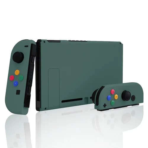 Vista 3 de eXtremeRate Soft Touch Grip Backplate for Nintendo Switch Console, NS Joycon Handheld Controller Housing with Colorful Buttons, DIY Replacement