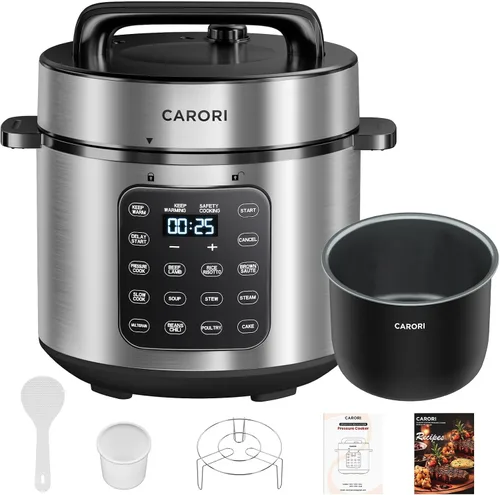 Vista 14 de Carori Olla a presión eléctrica 8 en 1, olla multifunción compacta de 3 cuartos de galón todo en 1 con olla de cerámica, salteado, cocción lenta Gris
