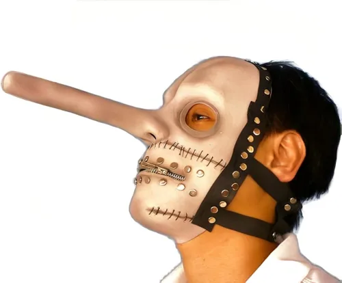 Vista 4 de Chris Fehn - Máscara de látex con cremallera y nariz larga, para disfraz de Halloween