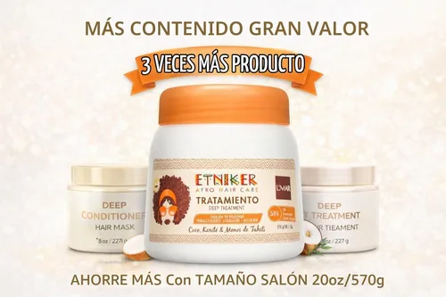 Vista 5 de Etniker - Tratamiento profundo para cabello rizado y afro 4C - Tratamiento de coco y manteca de karité para cabello seco, dañado y encrespado