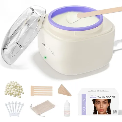 Vista 11 de Mini kit de depilación facial para mujeres, kit de depilación facial para depilación, kit de cera de cejas y labios con cuentas de 3.53 onzas, 50