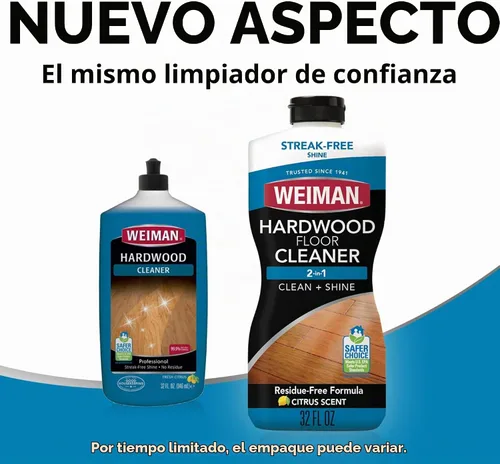 Vista 3 de Weiman Limpiador de madera dura para pisos de madera dura terminados, pisos de ingeniería, laminado - resultados sin rayas, certificado EPA Safer