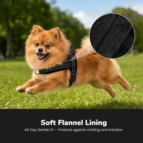 Vista 2 de Didog Arnés de chaleco acolchado de franela suave para perro, sin tirones, de ajuste rápido, arnés reflectante para perro, fácil para entrenar